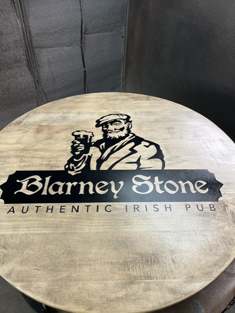 Refinished Blarney Stone Authentic Irish Pub tabletop after restoration
