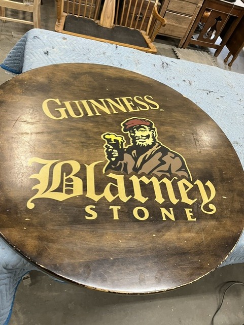 Dark Guinness Blarney Stone pub tabletop before refinishing